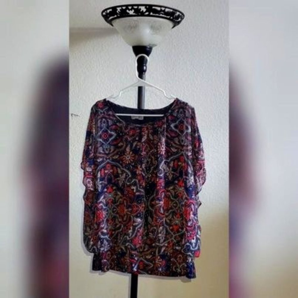 Navy Bliss with Warm Patterns Shirt